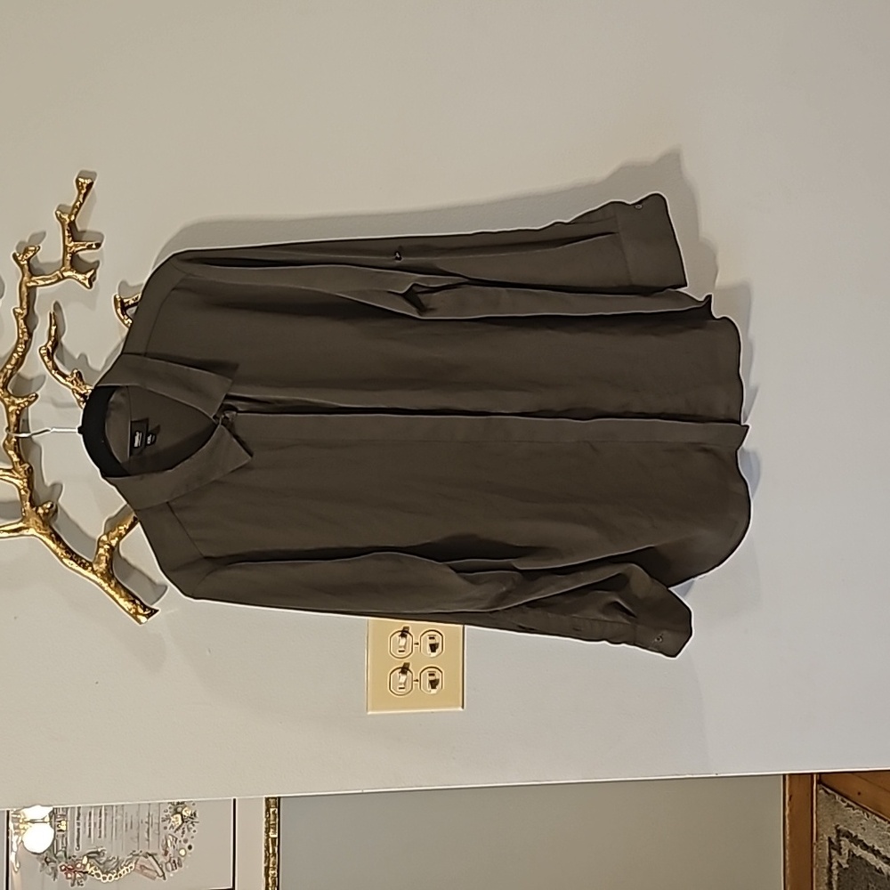 Army green crepe blouse